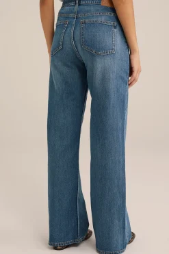 High rise wide leg jeans met stretch