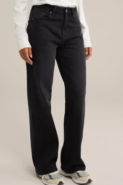 high rise wide leg jeans met stretch