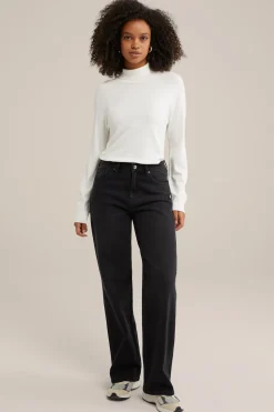high rise wide leg jeans met stretch