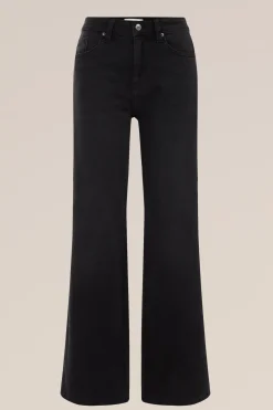 high rise wide leg jeans met stretch