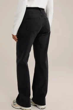 high rise wide leg jeans met stretch