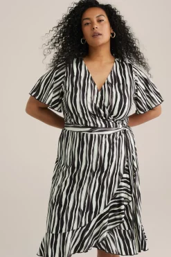 jersey jurk met dessin - Curve