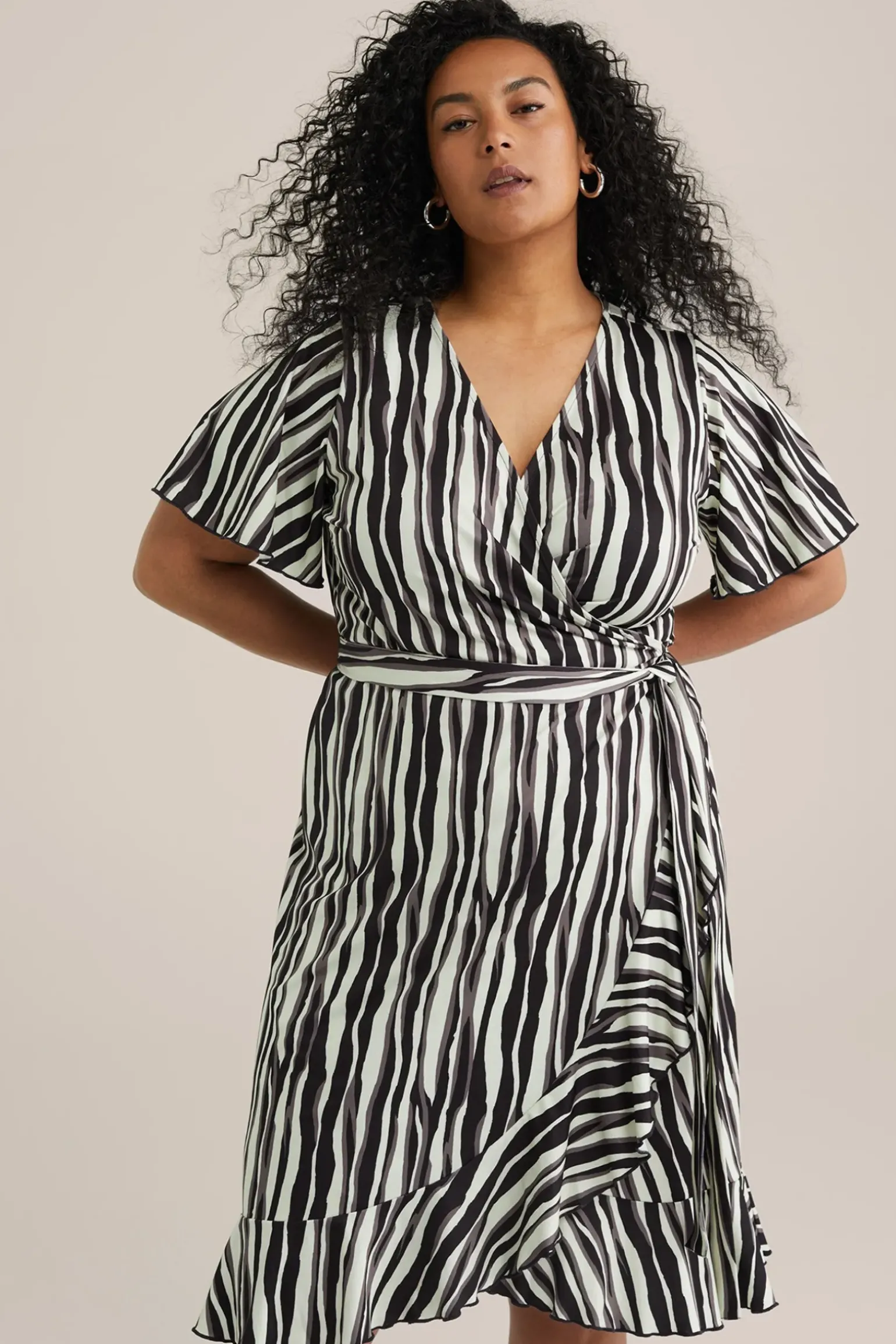 jersey jurk met dessin - Curve