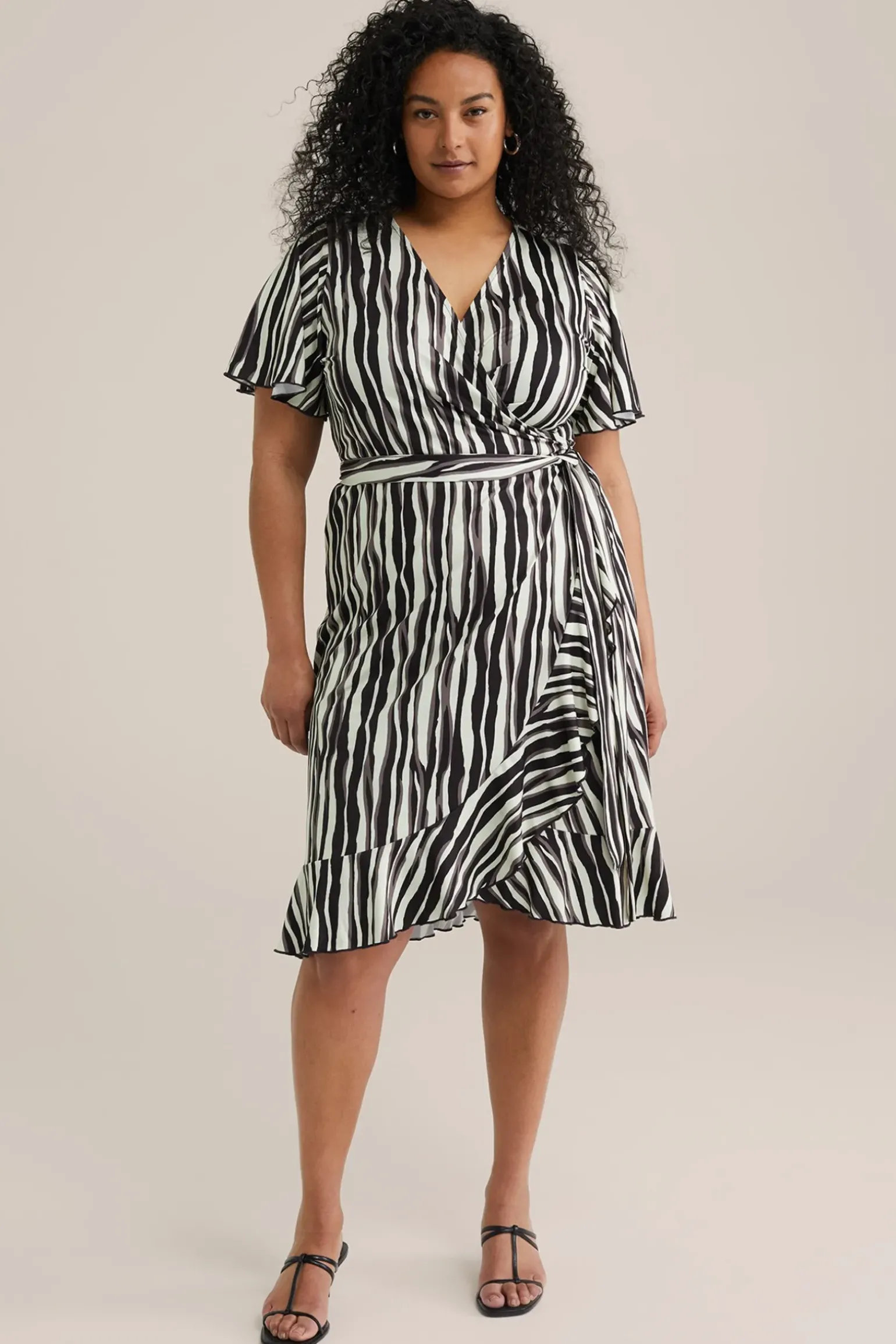 jersey jurk met dessin - Curve