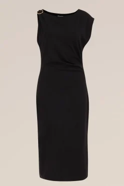 jersey jurk met gouden accenten