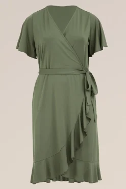 jersey jurk met overslaghals - Curve
