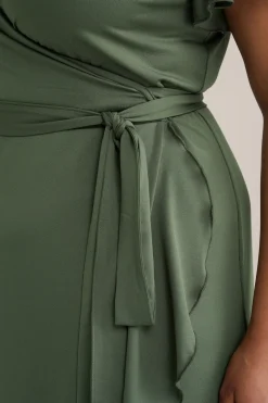 jersey jurk met overslaghals - Curve