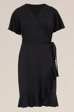 jersey jurk met overslaghals - Curve