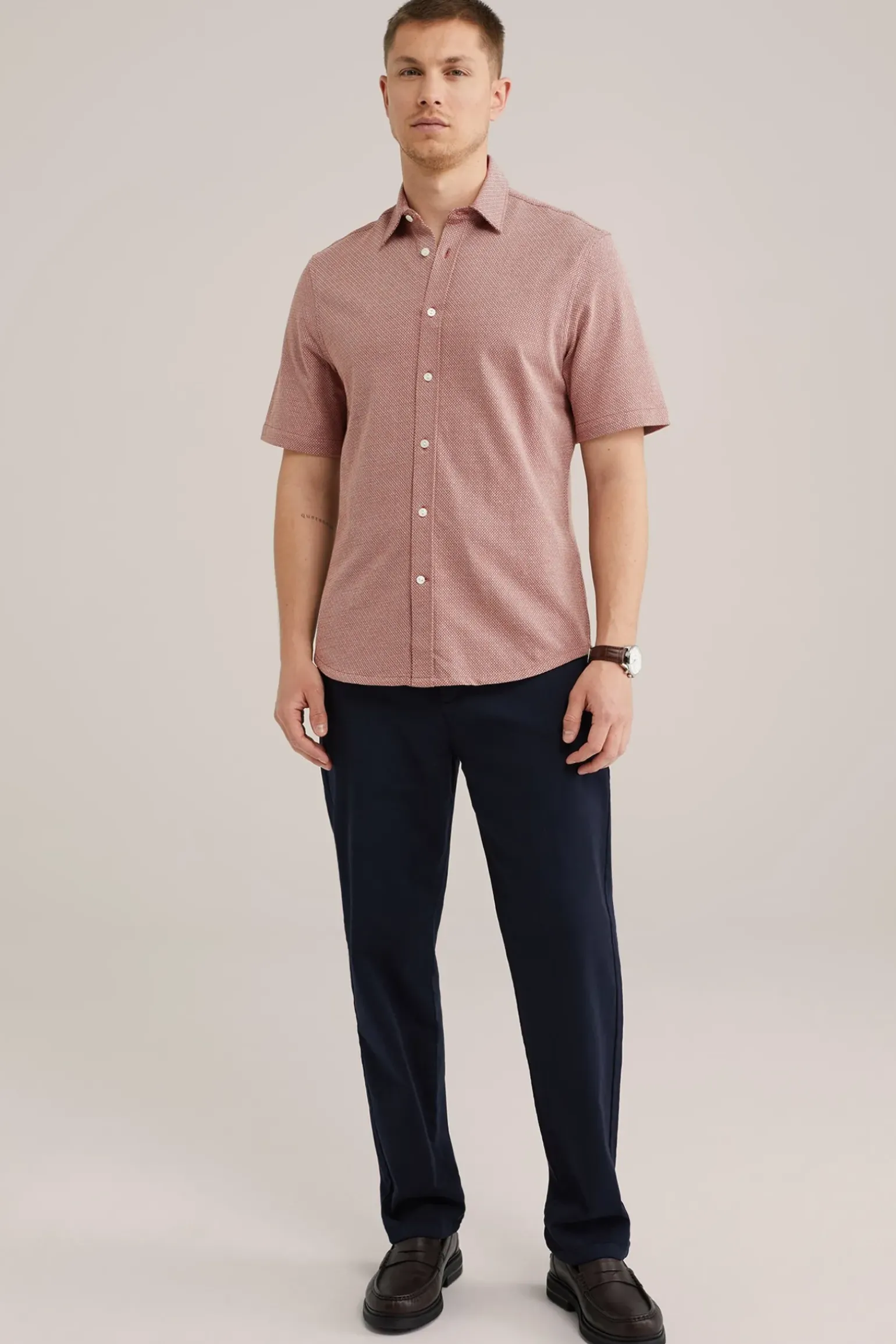 jersey overhemd met jacquard-dessin