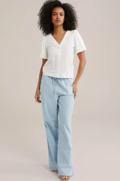 Jersey top met ballonmouwen