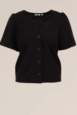 Jersey top met ballonmouwen