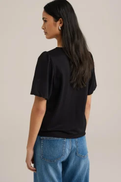 Jersey top met ballonmouwen