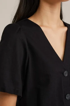 Jersey top met ballonmouwen
