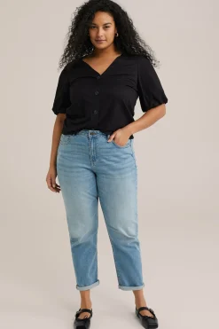 Jersey top met ballonmouwen - Curve