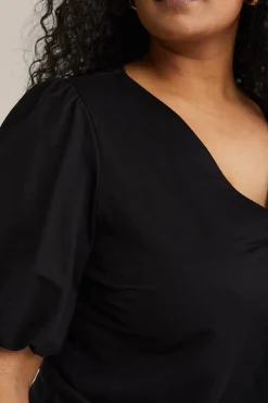 Jersey top met ballonmouwen - Curve