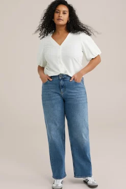 Jersey top met ballonmouwen - Curve