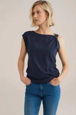 jersey top met gouden accenten