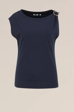 jersey top met gouden accenten