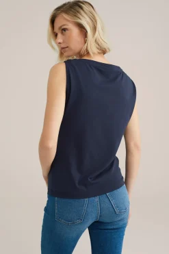 jersey top met gouden accenten