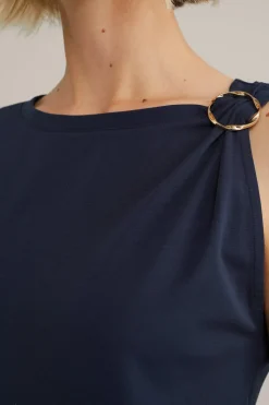 jersey top met gouden accenten