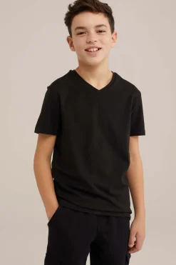 Jongens basic T-shirt met V-hals