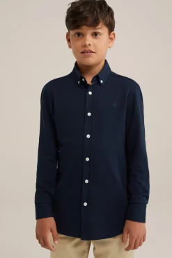 Jongens overhemd van piqu&eacute;jersey