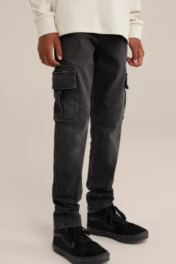 Jongens regular fit jeans met cargozakken