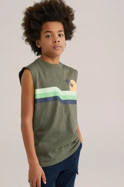 Jongens relaxed fit singlet met opdruk