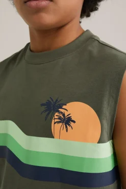 Jongens relaxed fit singlet met opdruk