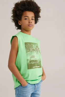 Jongens relaxed fit singlet met opdruk