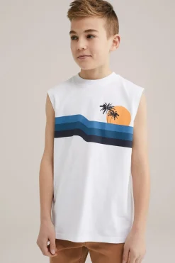 Jongens relaxed fit singlet met opdruk