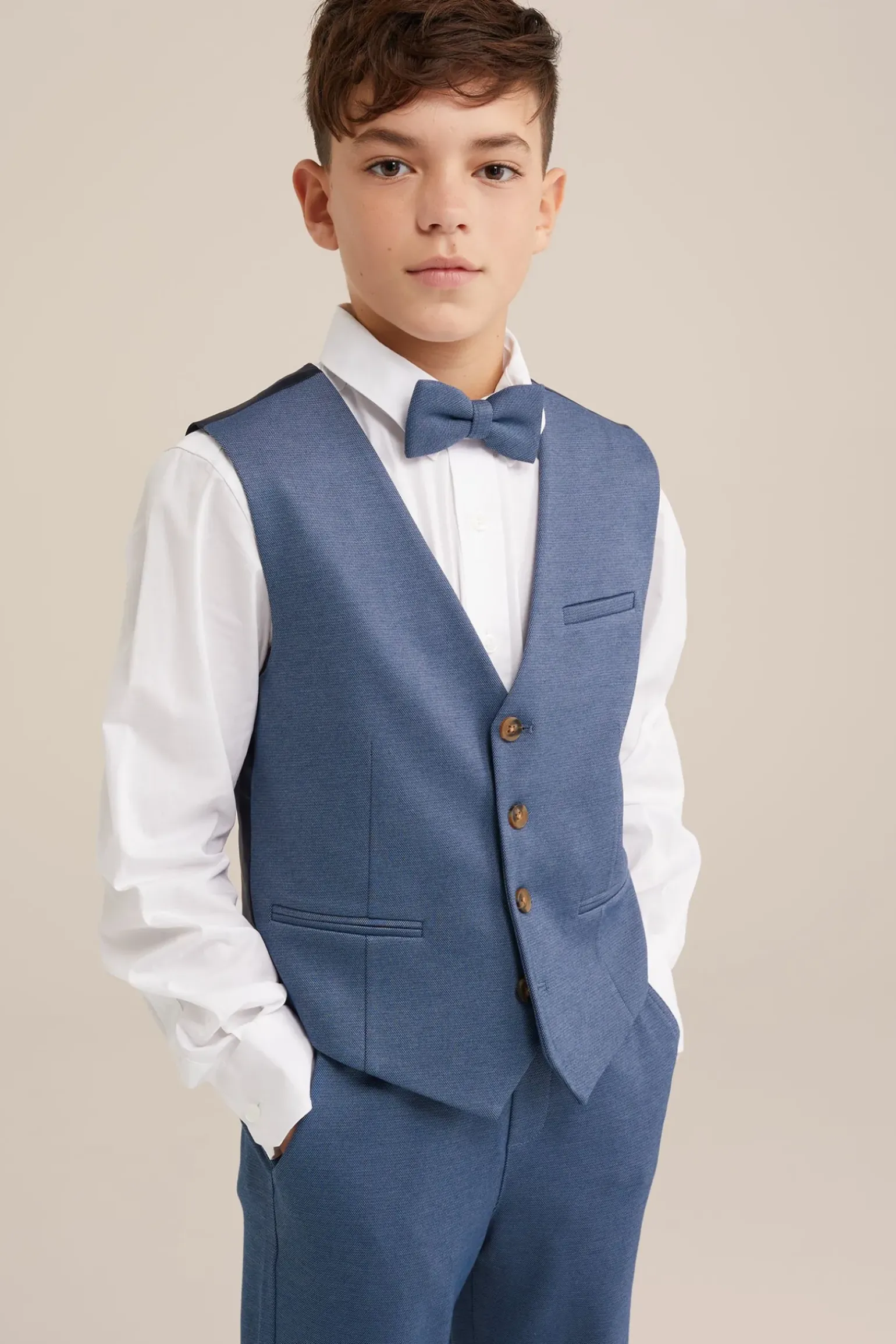 Jongens slim fit gilet met structuur