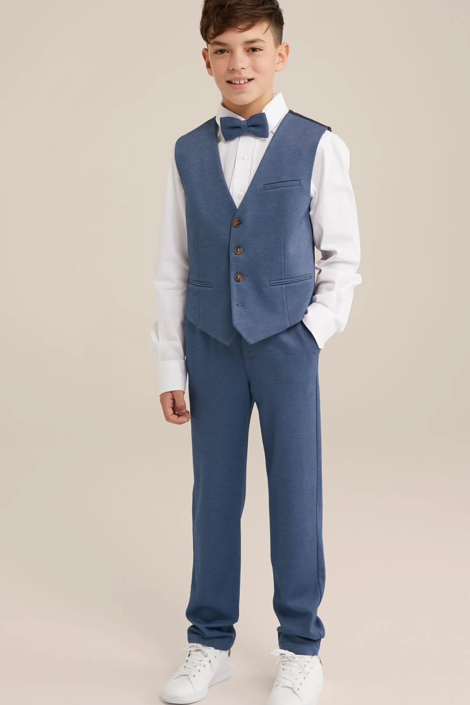 Jongens slim fit gilet met structuur