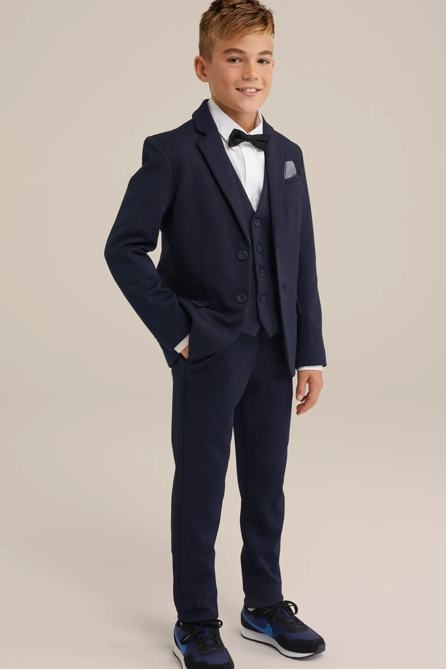 Jongens slim fit pantalon met structuur