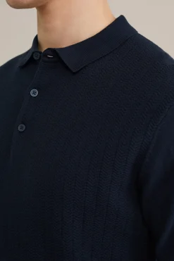 katoenen polo met structuur