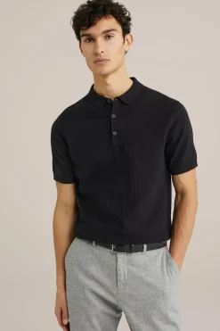 katoenen polo met structuur