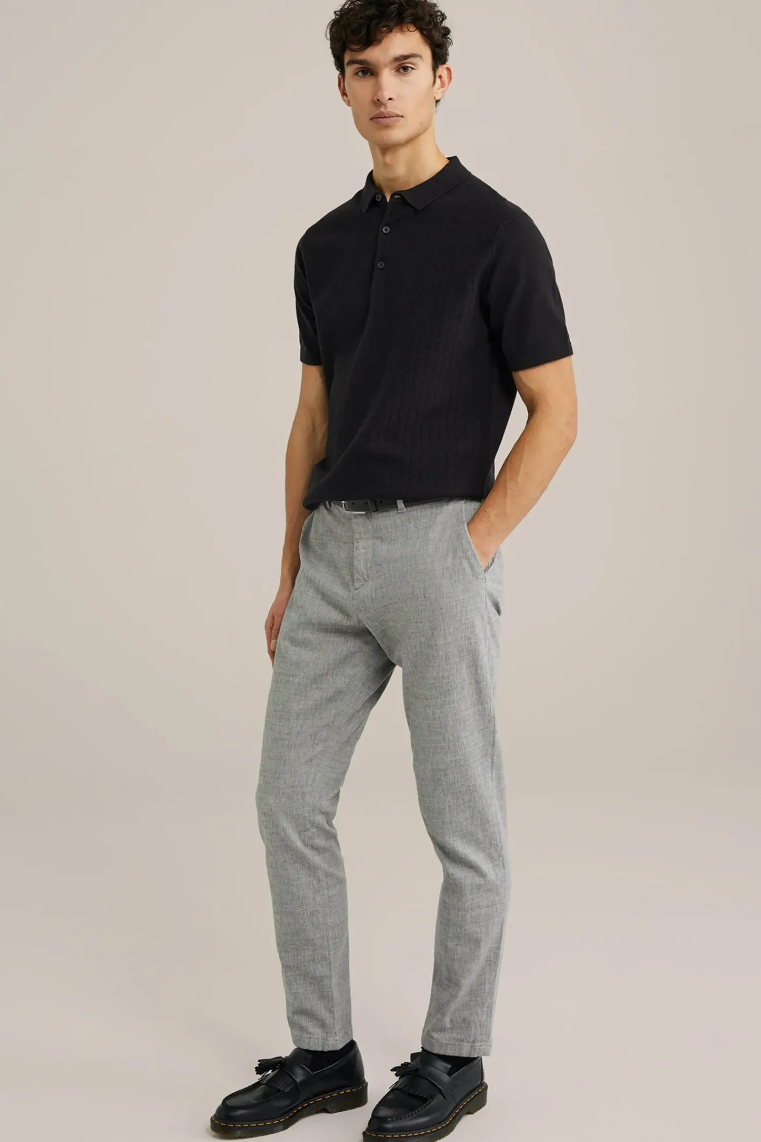 katoenen polo met structuur