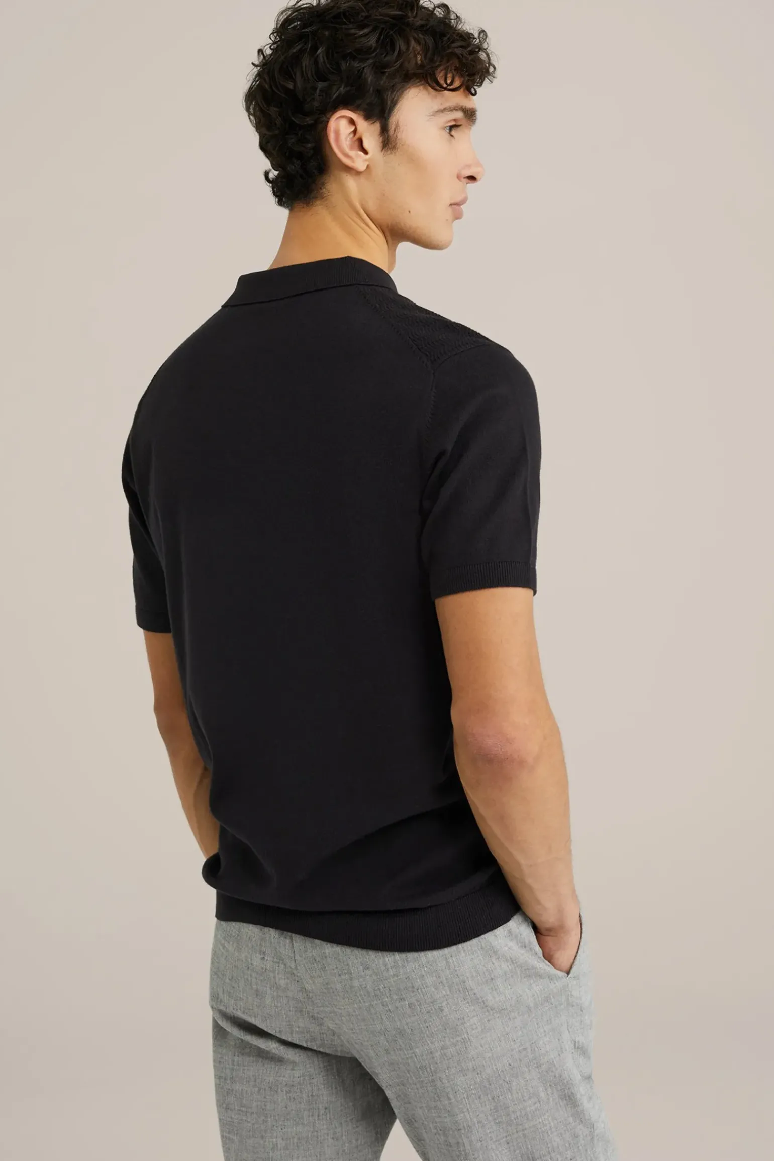 katoenen polo met structuur