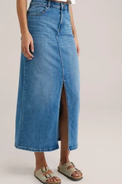 maxi denim rok