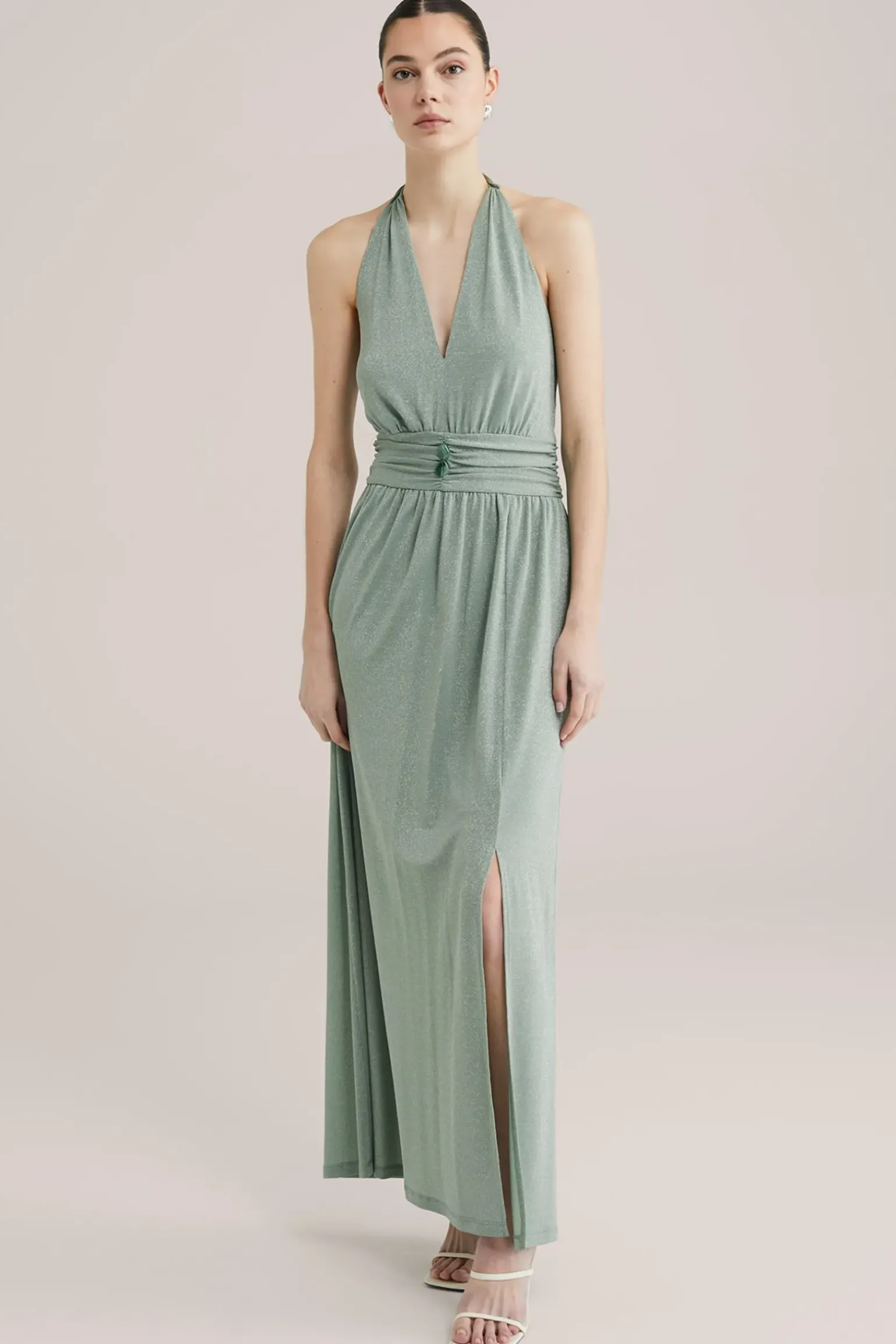 maxi jurk met glittergaren