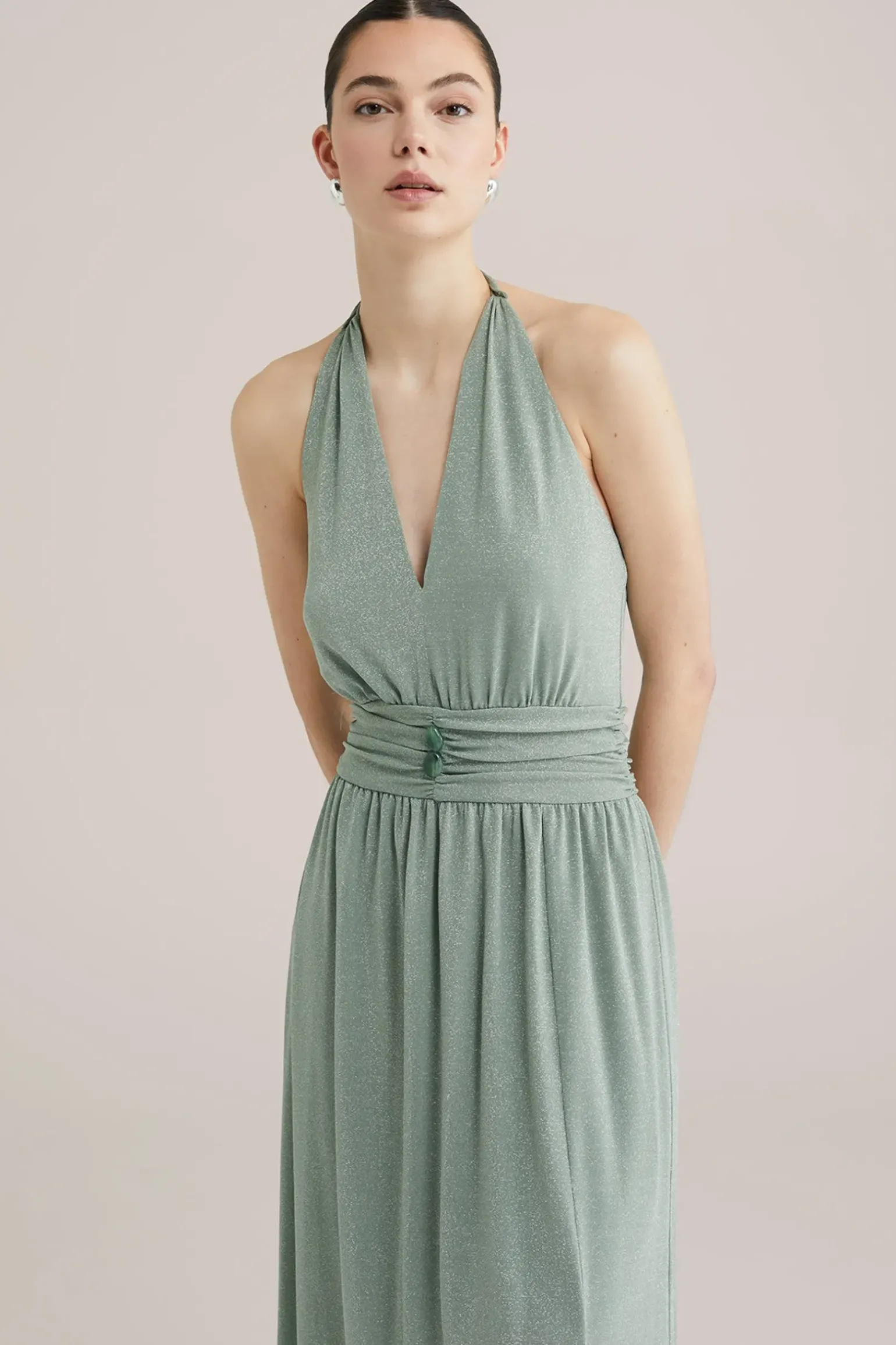 maxi jurk met glittergaren