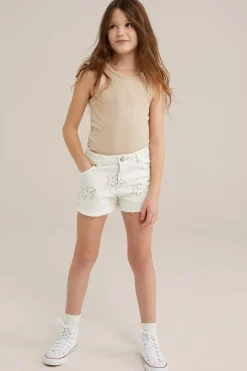 Meisje denim short met dessin