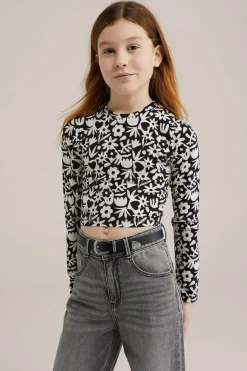 Meisjes cropped T-shirt met dessin