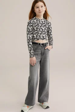 Meisjes cropped T-shirt met dessin
