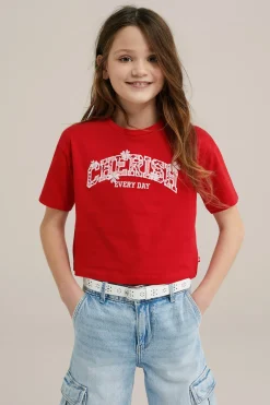Meisjes cropped T-shirt met emroidery