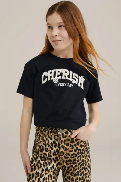 Meisjes cropped T-shirt met emroidery