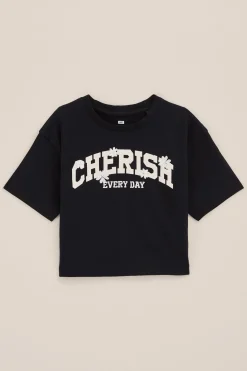 Meisjes cropped T-shirt met emroidery