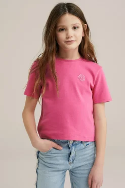 Meisjes cropped T-shirt met embroidery, 2- pack