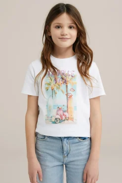 Meisjes cropped T-shirt met embroidery, 2- pack