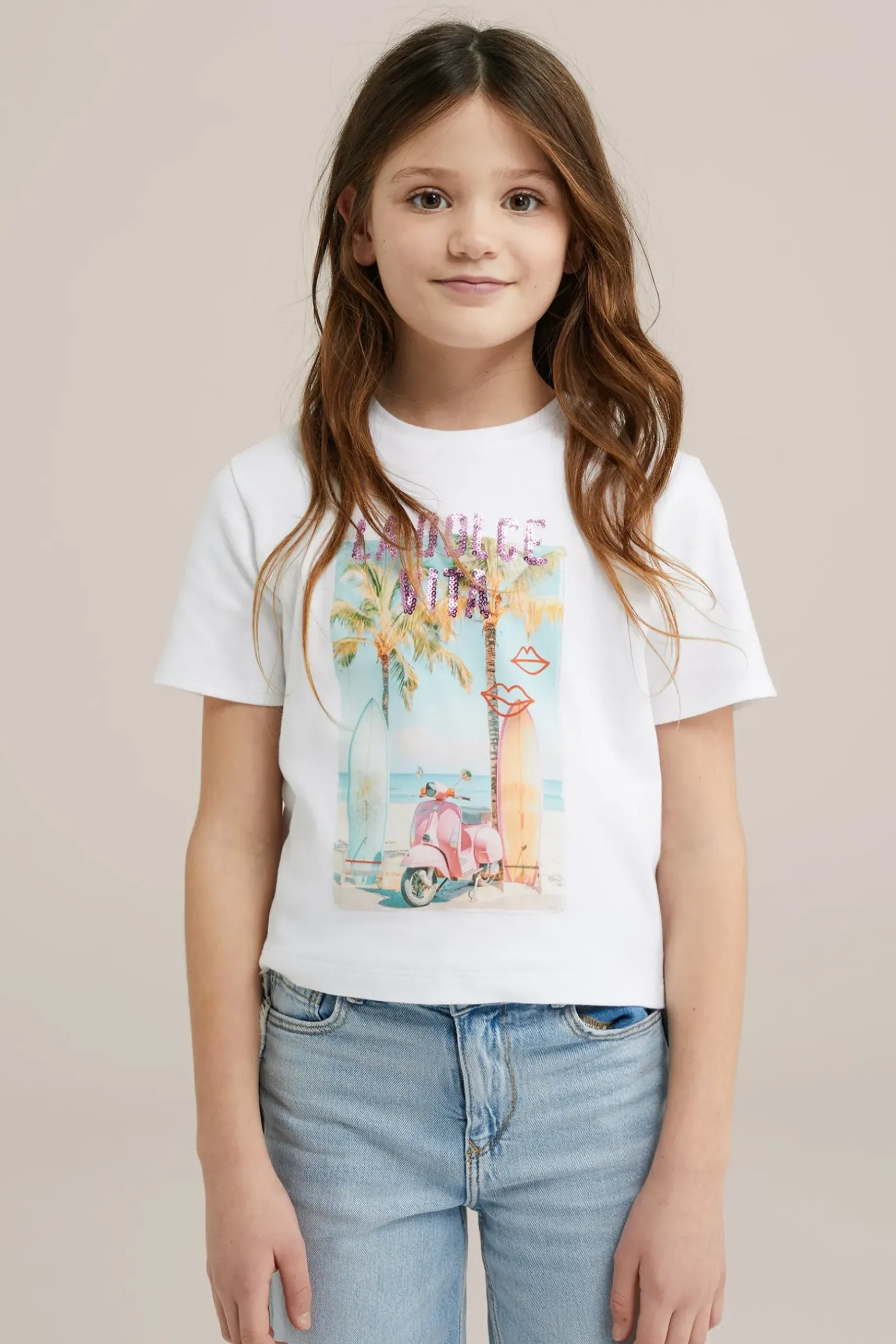 Meisjes cropped T-shirt met embroidery, 2- pack